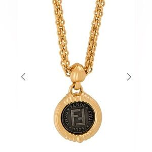 Vintage Fendi Gold Coin Necklace 1980s Janus FF Logo